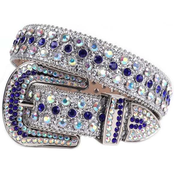 Rhinestones Belt Western Crystal Diamond Studded AB Blue main image 5